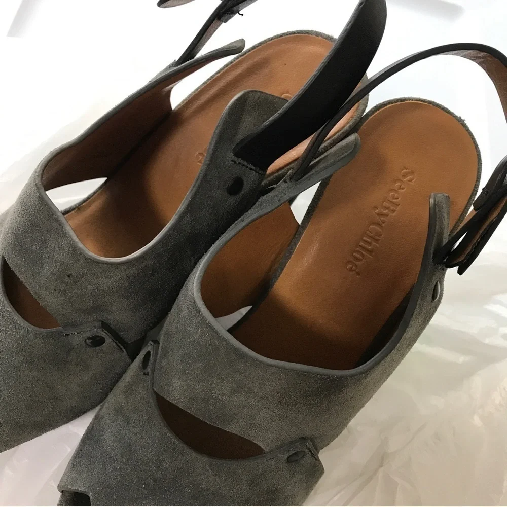 See by Chloe gray suede platform heels 39.5